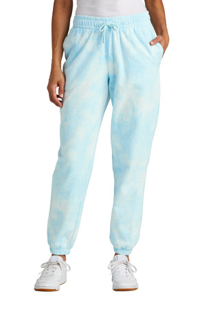 Port & Company LPC140P Women's Beach Wash Cloud Tie-Dye Sweatpant in Glacier