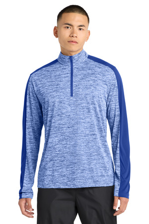 Sport-Tek ST397 PosiCharge Electric Heather Colorblock 1/4-Zip Pullover in True Royal Electric/ True Royal
