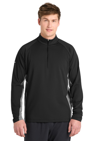 Sport-Tek ST854 Sport-Wick Stretch Contrast 1/4-Zip Pullover in Black/ Charcoal Grey Heather
