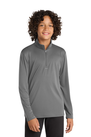 Sport-Tek YST357 Youth PosiCharge Competitor 1/4-Zip Pullover in Grey Concrete