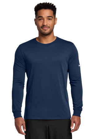Nike NKBQ5230 Dri-FIT Cotton/Poly Long Sleeve Tee in College Navy