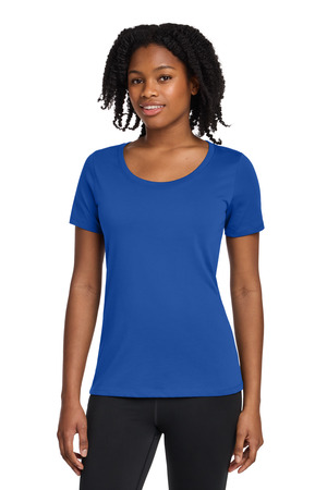 Nike NKBQ5234 Women's Dri-FIT Cotton/Poly Scoop Neck Tee in Rush Blue