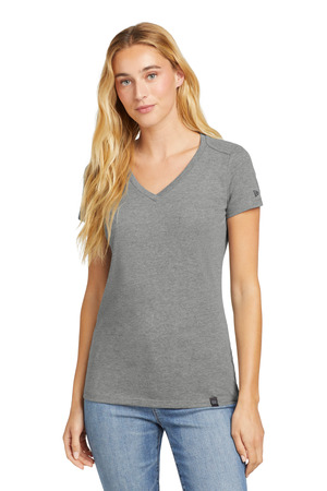New Era LNEA101 Women's Heritage Blend V-Neck Tee in Shadow Grey Heather