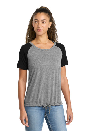 New Era LNEA133 Women's Tri-Blend Performance Cinch Tee in Shadow Grey/ Black