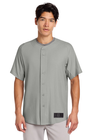 New Era NEA220 Diamond Era Full-Button Jersey in Grey