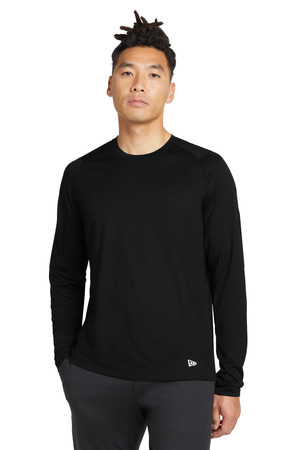 New Era NEA201 Series Performance Long Sleeve Crew Tee in Black Solid