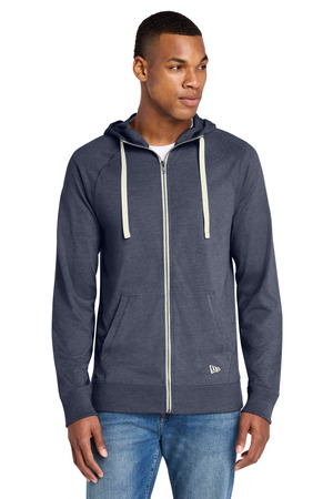 New Era NEA122 Sueded Cotton Blend Full-Zip Hoodie in True Navy Heather