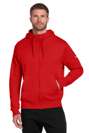 Nike NKDR1513 Club Fleece Sleeve Swoosh Full-Zip Hoodie in University Red