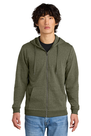 District DT1302 Perfect Tri Fleece Full-Zip Hoodie in Military Green Frost