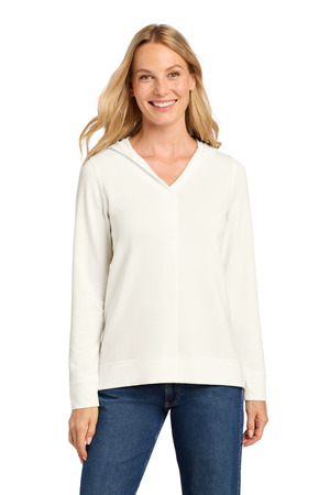 Port Authority LK826 Women's Microterry Pullover Hoodie in Ivory Chiffon