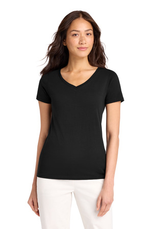 Volunteer Knitwear LVL45V Women's Daily V-Neck Tee in Deep Black