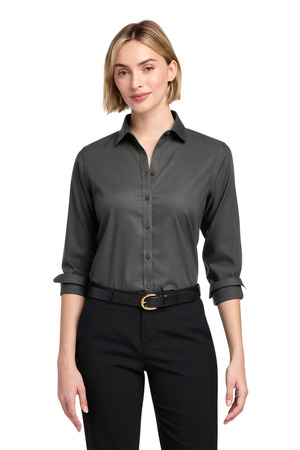 Brooks Brothers BB18003 Women's Wrinkle-Free Stretch Nailhead Shirt in Deep Black