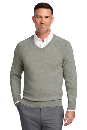 Brooks Brothers BB18400 Cotton Stretch V-Neck Sweater in Light Shadow Grey Heather
