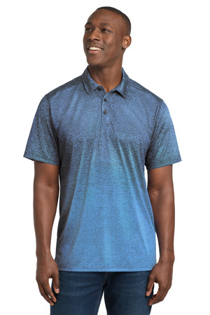 Sport-Tek ST671 Ombre Heather Polo in Carolina Blue/ True Navy