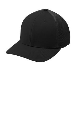 Sport-Tek STC40 Flexfit Air Mesh Back Cap in Black/ Black