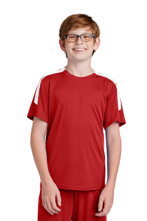 Sport-Tek YST100 Youth Competitor United Crew in Deep Red/ White