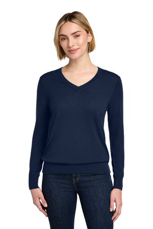 Brooks Brothers BB18411 Women's Washable Merino V-Neck Sweater in Navy Blazer