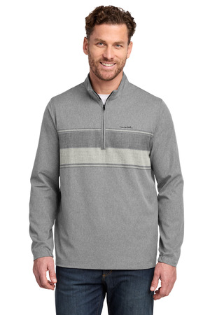 TravisMathew TM1MZ340 Balboa Chest Stripe 1/4-Zip in Dark Grey Heather