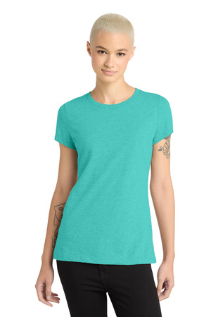 District DM108L Women's Perfect Blend CVC Tee in Aqua Heather