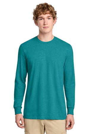 District DT109 Perfect Blend CVC Long Sleeve Tee in Heathered Teal