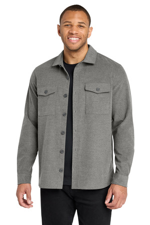Mercer+Mettle MM2020 Long Sleeve Twill Overshirt in Light Anchor Grey Heather