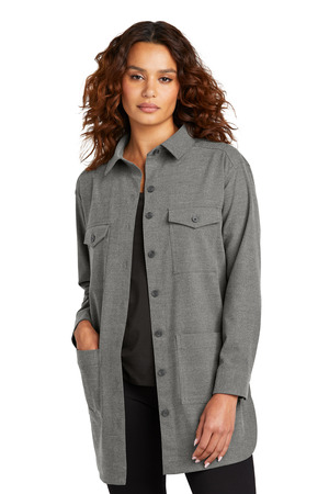 Mercer+Mettle MM2021 Women's Long Sleeve Twill Overshirt in Light Anchor Grey Heather