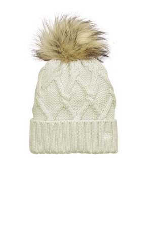 New Era NE911 Faux Fur Pom Beanie in Ivory