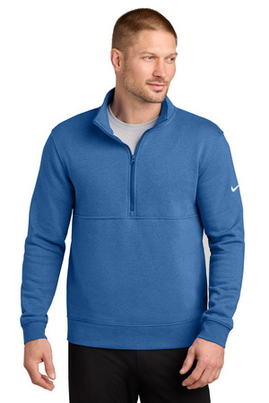 Nike NKDX6718 Club Fleece Sleeve Swoosh 1/2-Zip in Light Game Royal Heather