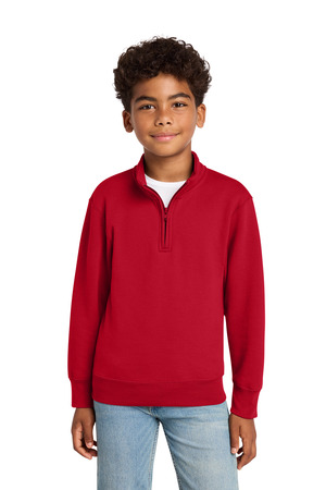 Port & Company PC78YQ Youth Core Fleece 1/4-Zip Pullover Sweatshirt in Red