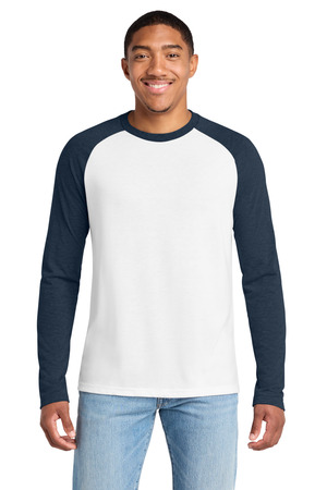 Allmade AL6009 Unisex Tri-Blend Long Sleeve Colorblock Raglan in Rebel Blue/ Bright White