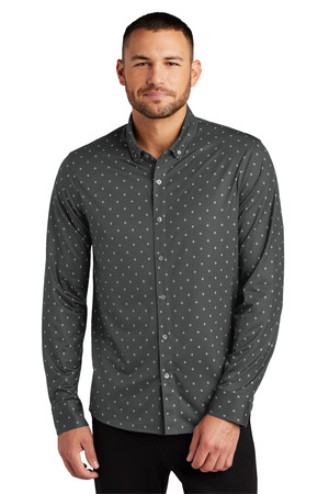 Mercer+Mettle MM1018 Stretch Jersey Long Sleeve Shirt in Anchor Grey Geo Diamond