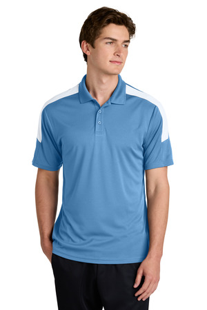 Sport-Tek ST104 Competitor United Polo in Carolina Blue/ White