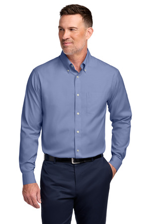 Brooks Brothers TBB18000 Tall Wrinkle-Free Stretch Pinpoint Shirt in Cobalt Blue