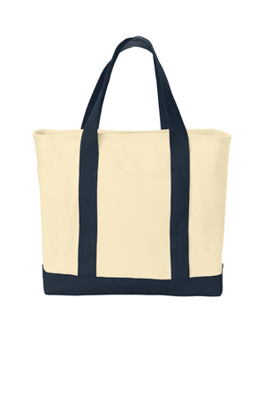 Port Authority B400 Ideal Twill Two-Tone Shopping Tote in Natural/ Navy