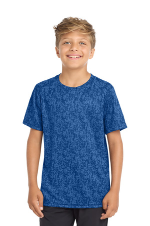 Sport-Tek YST460 Youth Digi Camo Tee in True Royal
