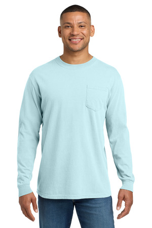 Comfort Colors 4410 Heavyweight Ring Spun Long Sleeve Pocket Tee in Chambray