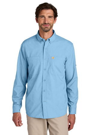 Carhartt CT107106 Force Sun Defender Long Sleeve Shirt in Fresh Water Blue