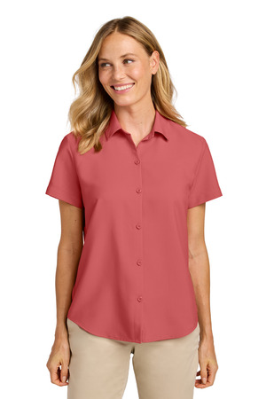 Port Authority LW963 Women's Short Sleeve UV Dockside Shirt in Coral Reef