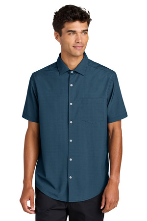Mercer+Mettle MM2006 Short Sleeve UV Capital Tech Shirt in Night Navy Dash Print