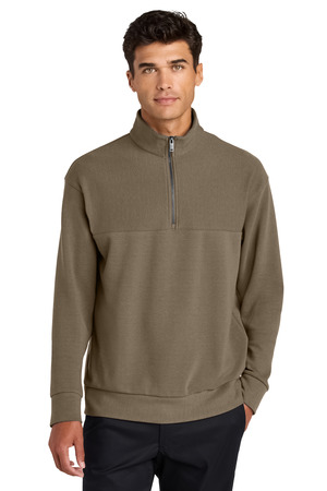 Mercer+Mettle MM3040 Linear Texture 1/4-Zip in Warm Taupe