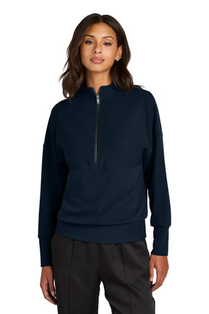 Mercer+Mettle MM3041 Women's Linear Texture 1/4-Zip in Night Navy