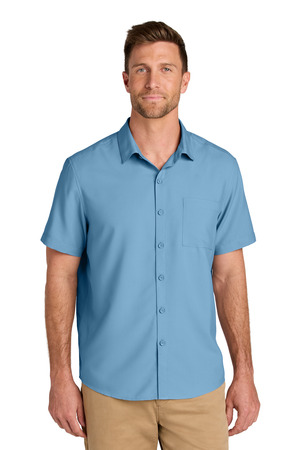Port Authority W963 Short Sleeve UV Dockside Shirt in Carolina Blue