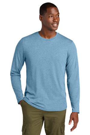 District DT185 Perfect Weight CVC Long Sleeve Tee in Tundra Blue Heather