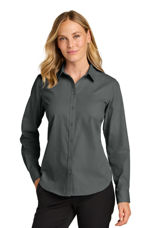 Port Authority LW816 Women's Long Sleeve Nailhead Easy Care Shirt in Deep Black