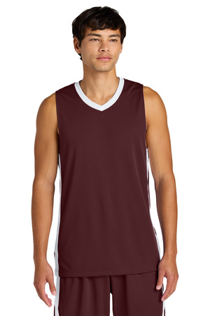 Sport-Tek ST900 Rival Basketball Rev Jersey in Maroon/ White