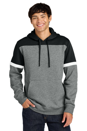 Sport-Tek STF205 Drive Fleece Colorblock Hoodie in Black/ Vintage Heather