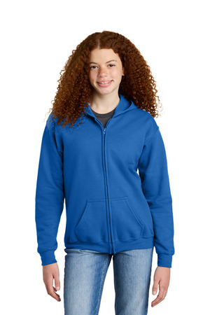 Gildan 18600B Youth Heavy Blend Full-Zip Hooded Sweatshirt in Royal