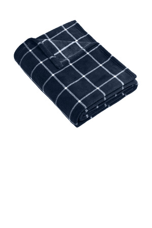 Port Authority BP31 Ultra Plush Blanket in River Blue Navy/ Marshmallow Check