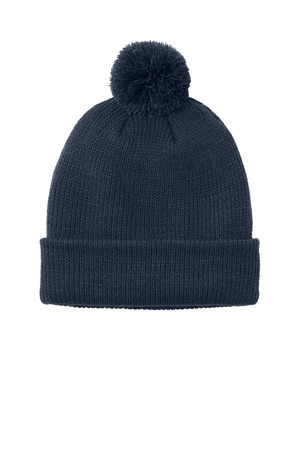 Port Authority C978 Cozy Pom Beanie in River Blue Navy