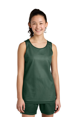 Sport-Tek YST5000 Youth PosiCharge Reversible Mesh Tank in Forest Green/ White